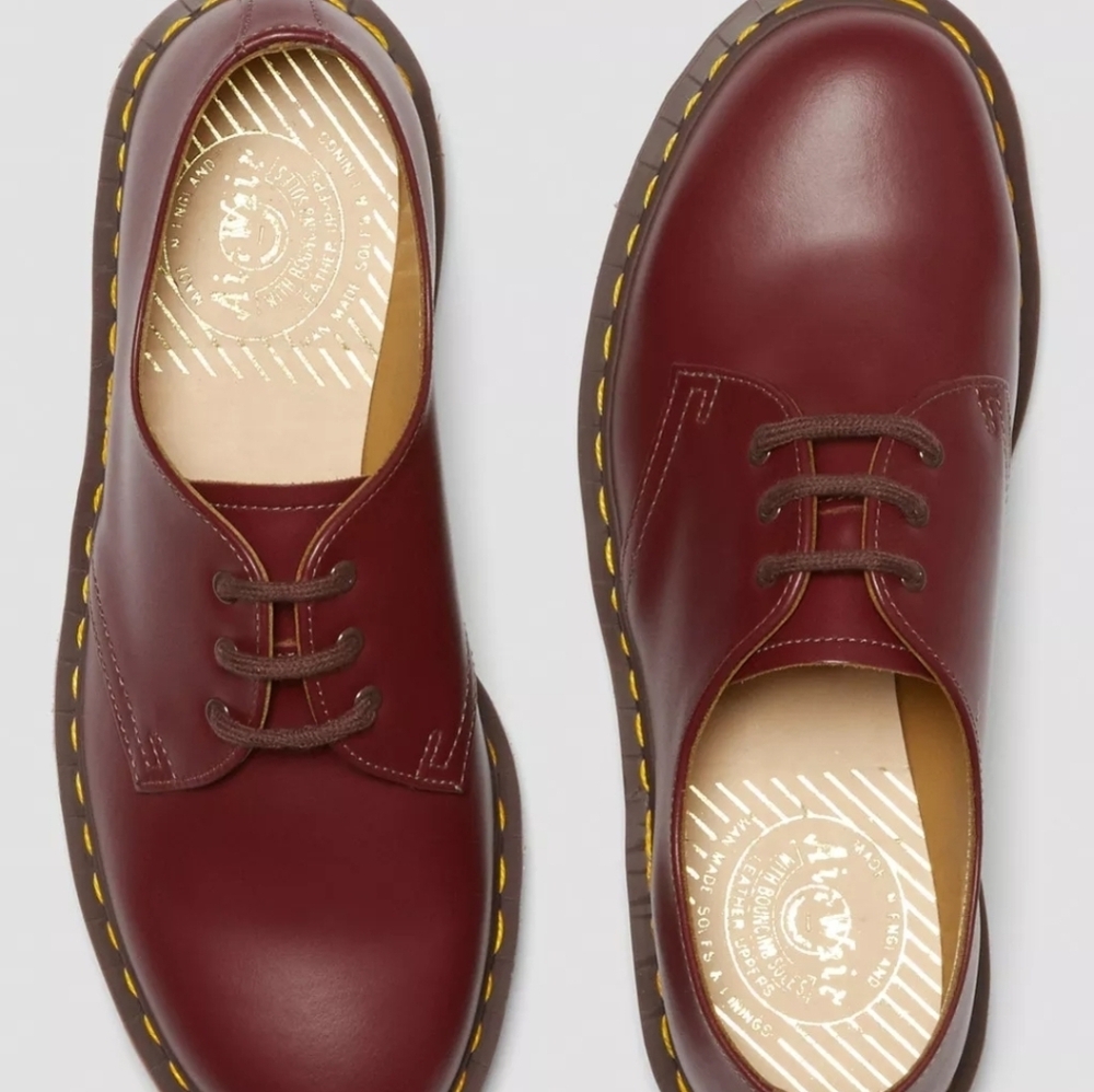 1461 Dr. Marten Women 6 Vintage Made in England Leather Oxford Red Shoes 112025 - Picture 2 of 10